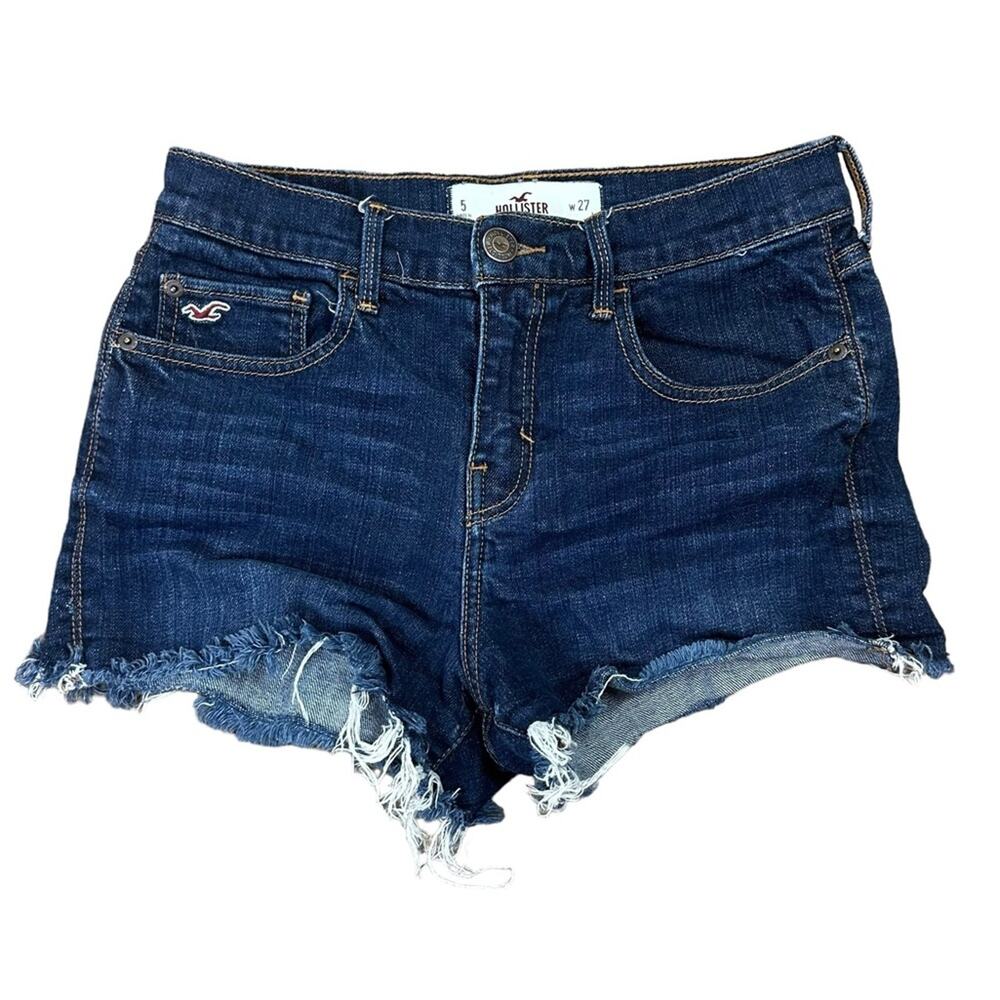 Hollister Jean Cut Off Shorts Dark Wash Size 5/27 - Picture 2 of 4